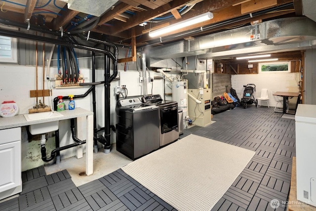 3249 27th Ave W, Seattle, WA 98199 - basement with separate washer and dryer, water heater, and heating unit