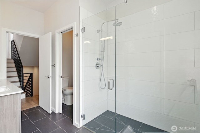9732 Woodlawn Ave N Unit A, Seattle, WA 98103 - full bath with a shower stall, tile patterned flooring, and vanity