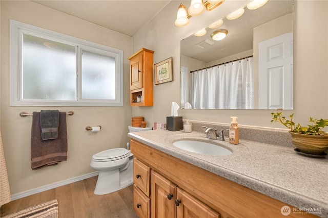 2714 Alderwood Ave, Bellingham, WA 98225 - bathroom featuring vanity, wood finished floors, and curtained shower