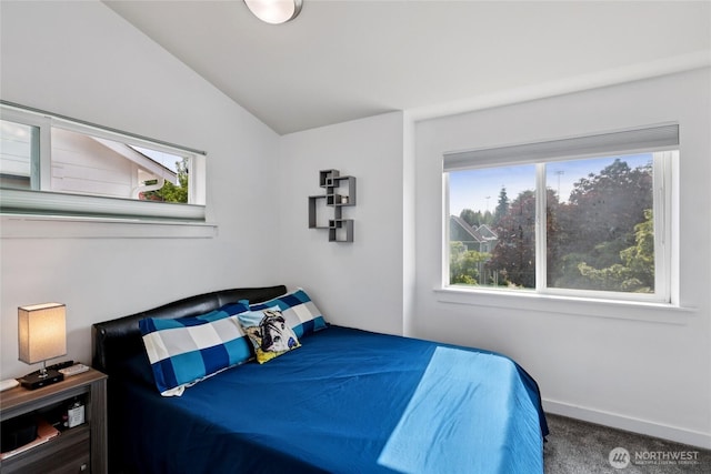8450 25th Ave SW Unit B, Seattle, WA 98106 - carpeted bedroom with lofted ceiling and baseboards