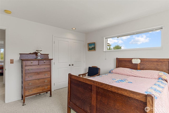 19627 Rd A NE, Soap Lake, WA 98851 - bedroom with light carpet, a closet, and recessed lighting