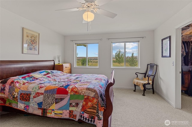 19627 Rd A NE, Soap Lake, WA 98851 - bedroom featuring carpet flooring, a ceiling fan, a closet, and a spacious closet