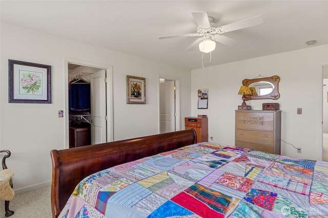 19627 Rd A NE, Soap Lake, WA 98851 - bedroom featuring carpet flooring, a walk in closet, ceiling fan, and a closet