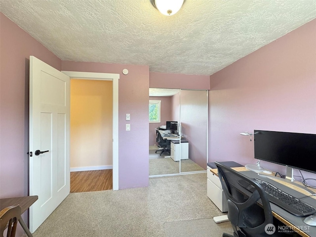 1521 W 13th St, Port Angeles, WA 98363 - carpeted home office featuring a textured ceiling and baseboards