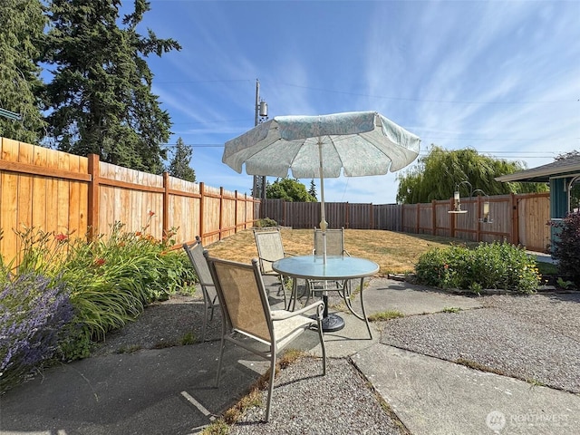 1521 W 13th St, Port Angeles, WA 98363 - fenced backyard featuring a patio area and outdoor dining area