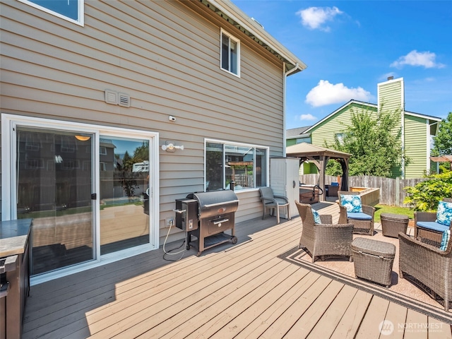 535 Blanchat Ct, Enumclaw, WA 98022 - deck with a gazebo, an outdoor living space, and area for grilling