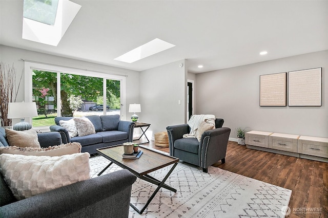 22526 251st Ave SE, Maple Valley, WA 98038 - living room with a skylight, wood finished floors, and recessed lighting