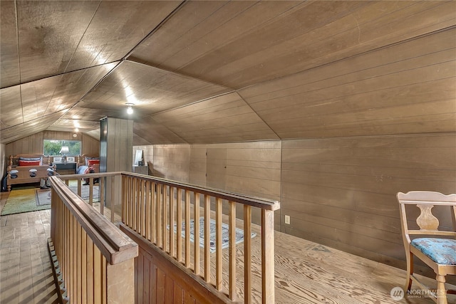40515 228th Way SE, Enumclaw, WA 98022 - bonus room with wooden walls, wood ceiling, lofted ceiling, and hardwood / wood-style floors