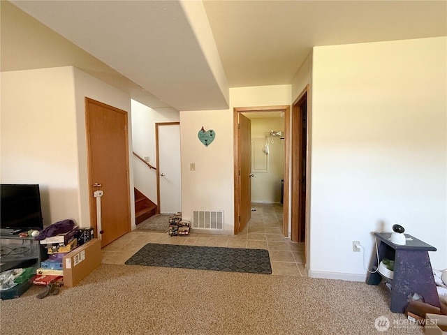 16 River Overlook St, Omak, WA 98841 - interior space with stairs, light colored carpet, and light tile patterned floors