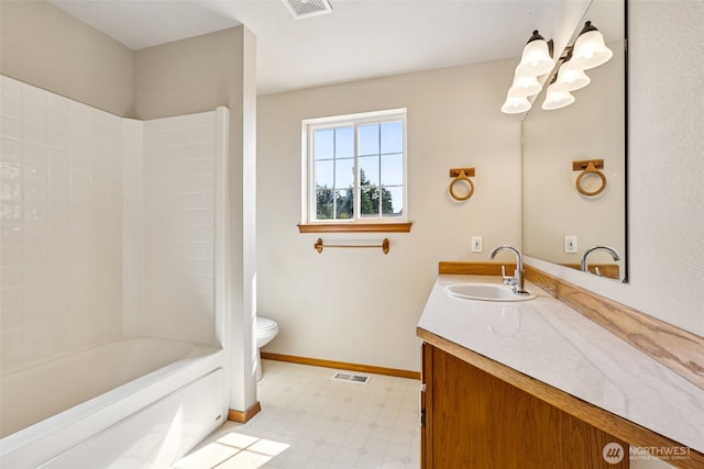 5436 180th Ave SW, Rochester, WA 98579 - bathroom featuring vanity, tile patterned floors, washtub / shower combination, and a chandelier