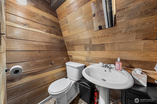 18690 Rieche Rd, Lake Wenatchee, WA 98826 - bathroom with wooden walls and toilet