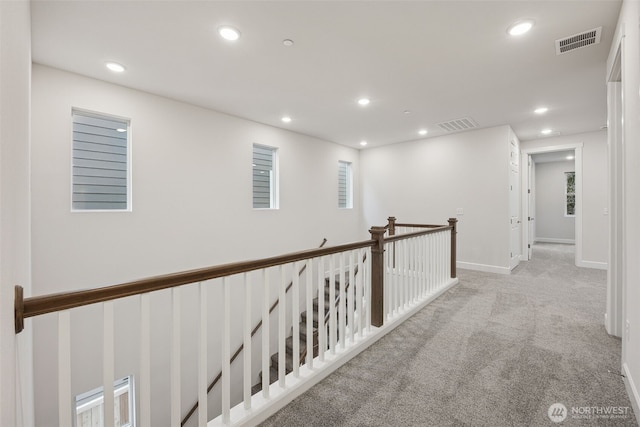 20424 E 97th Ave E Unit 6, Graham, WA 98338 - hall featuring an upstairs landing, carpet floors, and recessed lighting