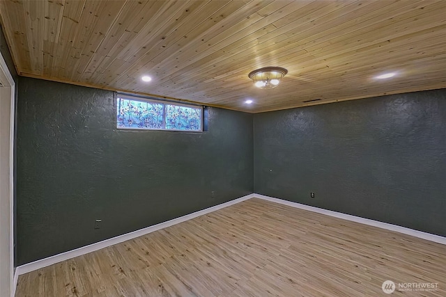 933 N Stephenson, Montesano, WA 98563 - empty room featuring wooden ceiling, wood finished floors, a textured wall, and recessed lighting