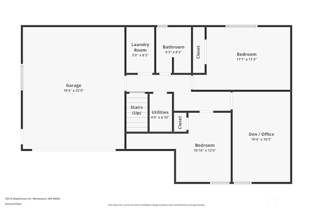 933 N Stephenson, Montesano, WA 98563 - view of floor plan / room layout