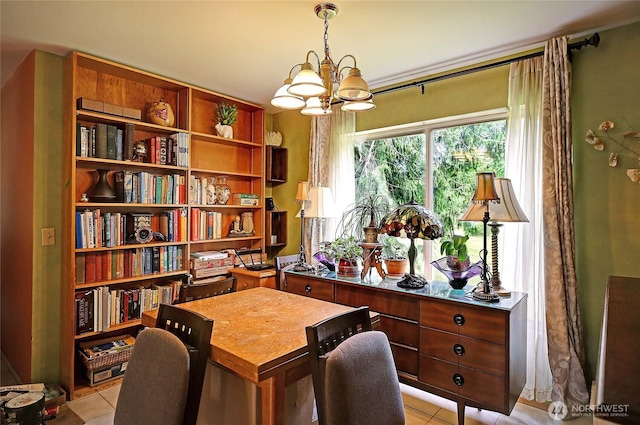 657 SW Camano Dr, Camano Island, WA 98282 - office space featuring light tile patterned floors and a chandelier