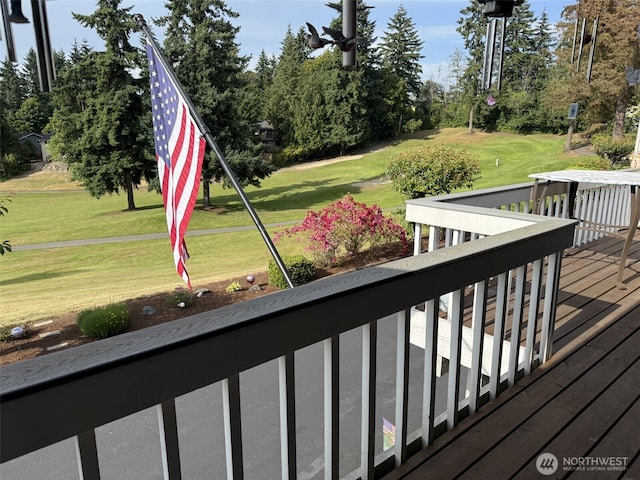 2748 SW 327th St S, Federal Way, WA 98023 - wooden deck with a lawn and view of wooded area