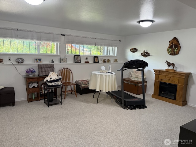 2748 SW 327th St S, Federal Way, WA 98023 - workout room featuring carpet floors and a fireplace