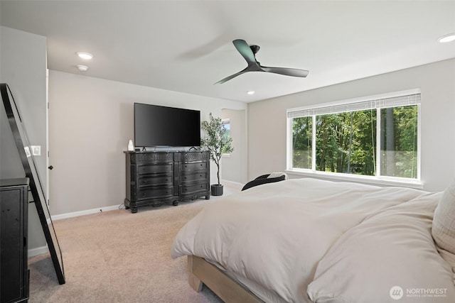 2405 NE Waterlily Way, Poulsbo, WA 98370 - bedroom with carpet, recessed lighting, and ceiling fan