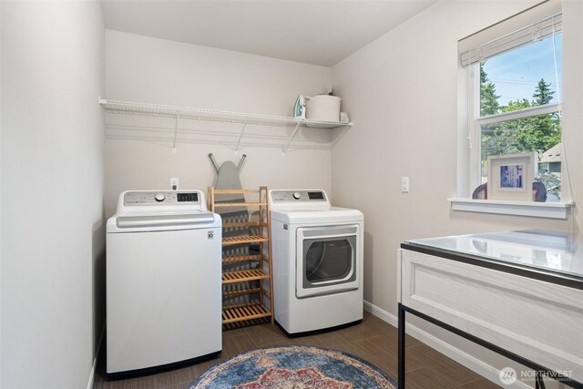 2405 NE Waterlily Way, Poulsbo, WA 98370 - washroom featuring washer and dryer and dark wood-style floors