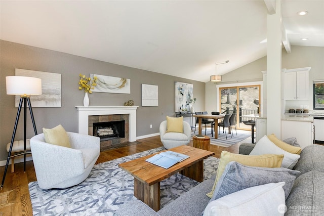 11520 3rd Ave NW, Seattle, WA 98177 - living room with a fireplace, wood finished floors, and recessed lighting