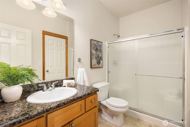 10290 NE Ruddy Duck Ln, Bainbridge Island, WA 98110 - bathroom with a stall shower, vanity, and tile patterned flooring