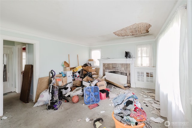 7936 E Main St, Port Orchard, WA 98366 - living room with a tiled fireplace and crown molding