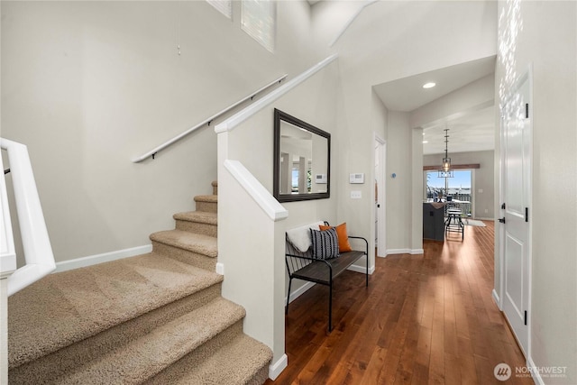 2211 56th St SE, Auburn, WA 98092 - staircase featuring wood-type flooring and recessed lighting
