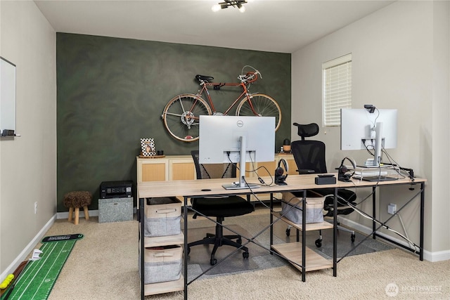 2211 56th St SE, Auburn, WA 98092 - carpeted office with baseboards and an accent wall