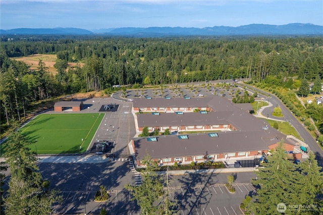 2211 56th St SE, Auburn, WA 98092 - aerial view of property's location with a heavily wooded area and a mountain backdrop
