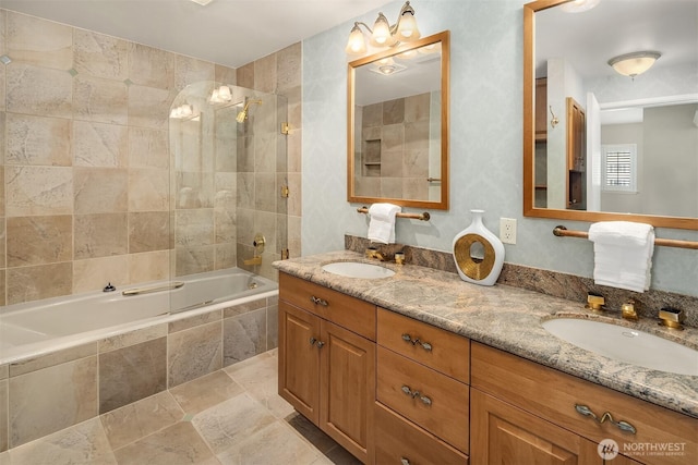 414 Lakeside Ave S Unit 13, Seattle, WA 98144 - bathroom featuring double vanity and tiled shower / bath combo