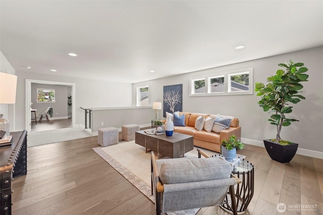 7176 Teal Loop, Gig Harbor, WA 98335 - living area with plenty of natural light, light wood-style floors, and recessed lighting