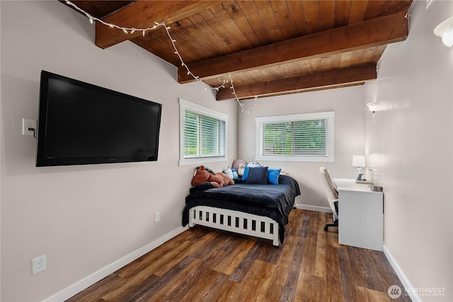 4121 54th Street Ct NW, Gig Harbor, WA 98335 - bedroom with a wooden ceiling with exposed beams and wood finished floors