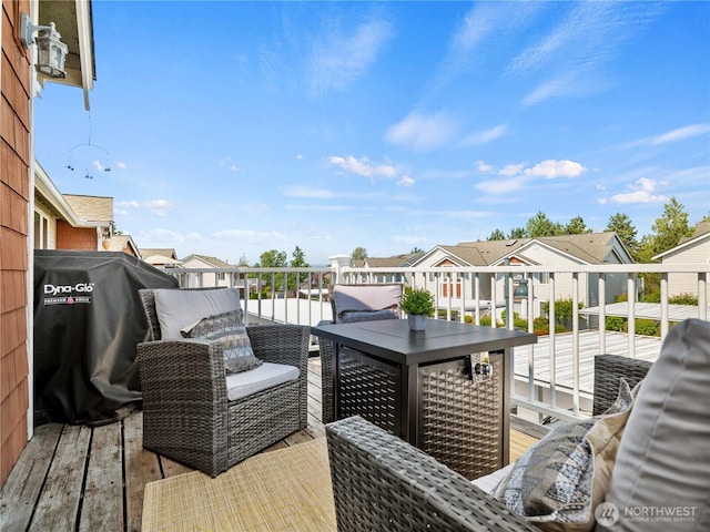 800 96th Ave NE Unit H202, Lake Stevens, WA 98258 - wooden terrace with a residential view, outdoor lounge area, and grilling area