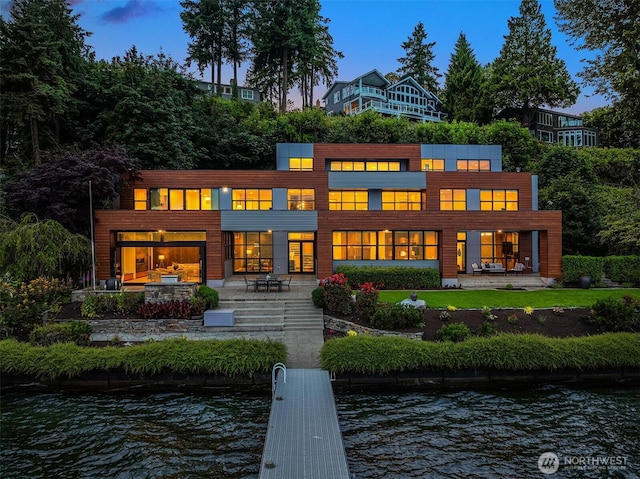 3840 E Mercer Way, Mercer Island, WA 98040 - back of house with a patio, a water view, and an outdoor hangout area
