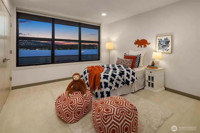 3840 E Mercer Way, Mercer Island, WA 98040 - carpeted bedroom featuring baseboards and recessed lighting