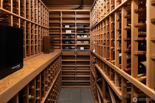 3840 E Mercer Way, Mercer Island, WA 98040 - wine cellar with dark tile patterned flooring