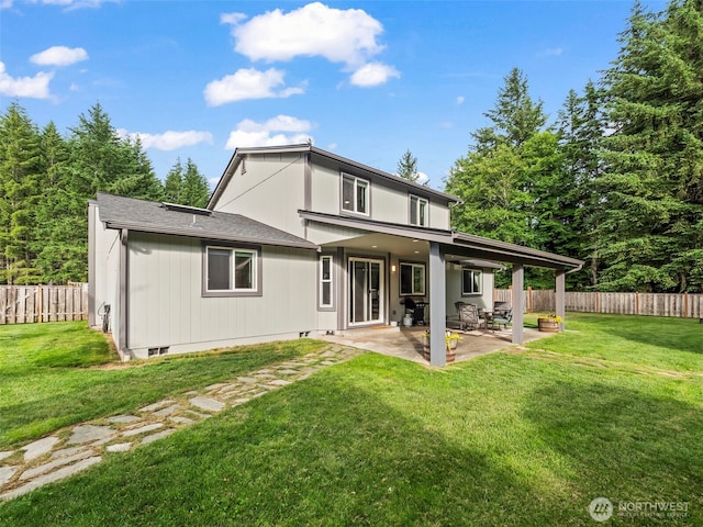 101 E Carols Pl, Belfair, WA 98528 - back of house with a patio area, a fenced backyard, and roof with shingles