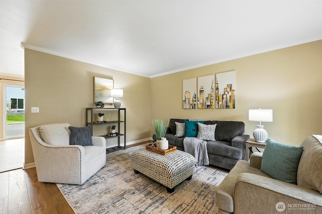 9414 Hancock Ave SE, Snoqualmie, WA 98065 - living area featuring ornamental molding and hardwood / wood-style floors