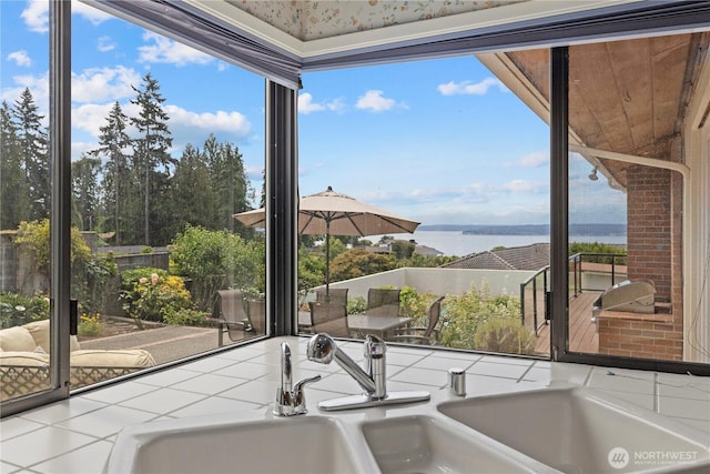 18035 8th Ave NW, Shoreline, WA 98177 - unfurnished sunroom featuring a sink and a water view