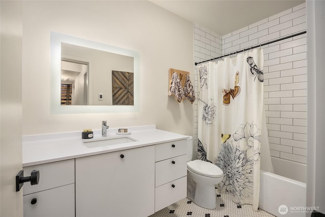4566 Flying Goat Ave NE Unit C220, Bainbridge Island, WA 98110 - full bathroom with vanity, shower / bath combination with curtain, and tile patterned flooring
