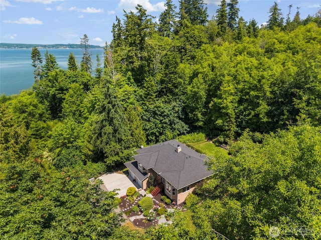 1852 NW Lutes Rd, Poulsbo, WA 98370 - view from above of property with a large body of water and a forest