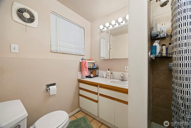 606 N State St, Bellingham, WA 98225 - bathroom featuring a shower stall, tile patterned floors, and vanity