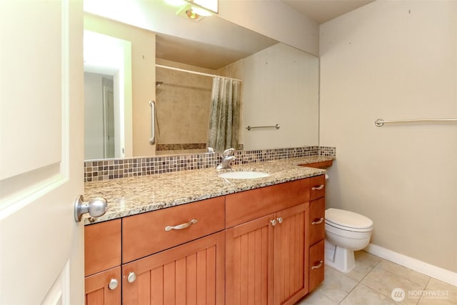 3008 N Narrows Dr Unit B102, Tacoma, WA 98407 - bathroom featuring vanity, tile patterned flooring, backsplash, and tiled shower