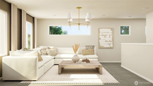 4184 SW Rustler St, Port Orchard, WA 98367 - living room featuring a chandelier and carpet