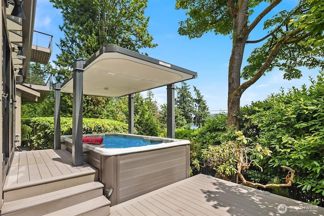 5665 E Mercer Way, Mercer Island, WA 98040 - wooden terrace with a hot tub