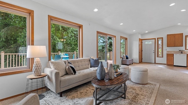 4120 Lake House Ln SE, Olympia, WA 98513 - living room featuring recessed lighting and vaulted ceiling