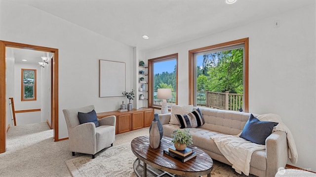 4120 Lake House Ln SE, Olympia, WA 98513 - living room featuring light carpet and recessed lighting