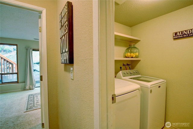 908 185th St SW, Lynnwood, WA 98037 - washroom featuring washing machine and clothes dryer and carpet floors