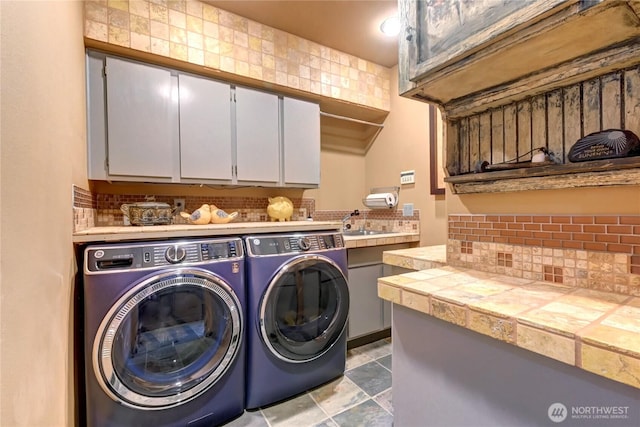 1504 E Lakeshore Dr, Lake Stevens, WA 98258 - laundry area with washing machine and dryer and cabinet space