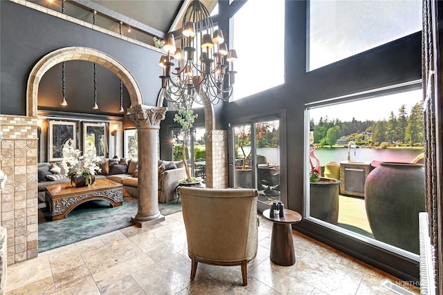 1504 E Lakeshore Dr, Lake Stevens, WA 98258 - common area featuring a towering ceiling and a water view